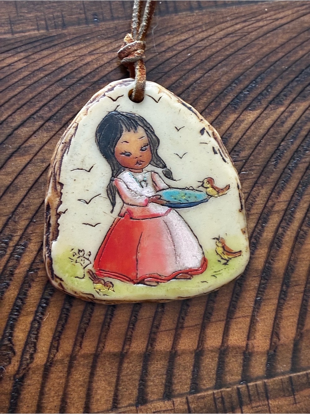 JAMA, Vintage style hand painted pendant